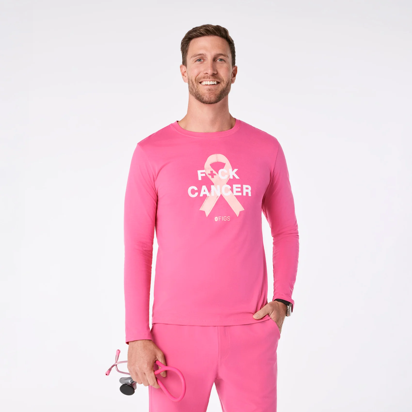 men's F'ing Pink BCA Ribbon Supersoft - Longsleeve Underscrub