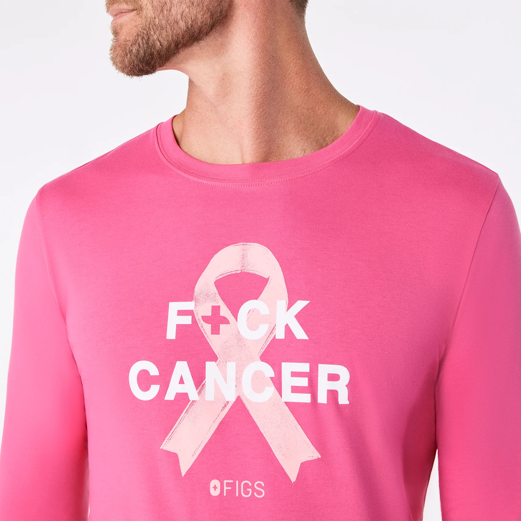men's F'ing Pink BCA Ribbon Supersoft - Longsleeve Underscrub - Image 2