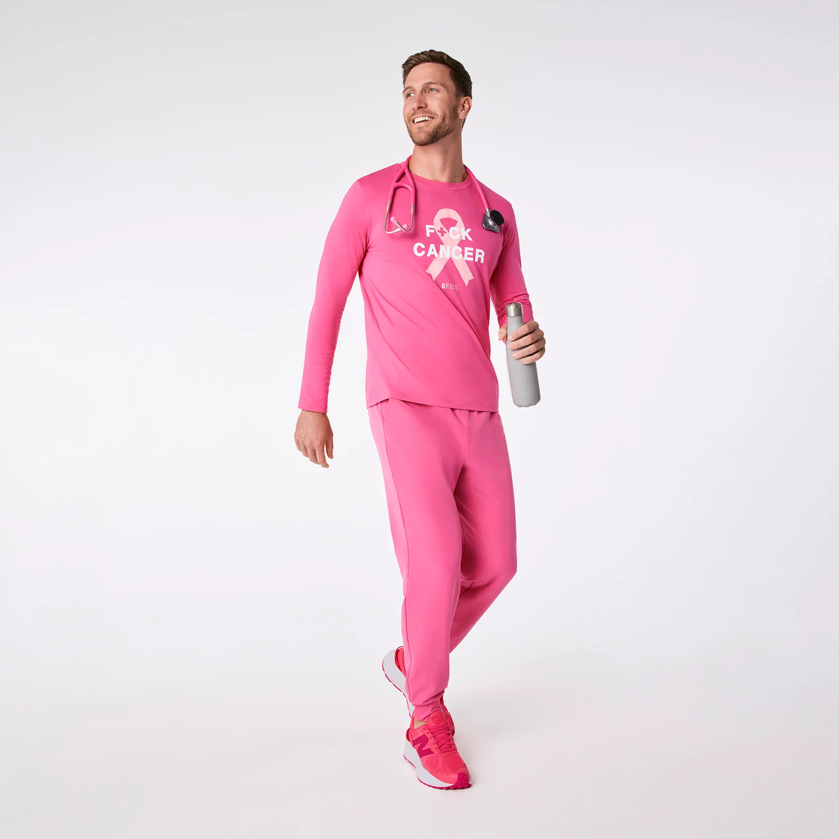 men's F'ing Pink BCA Ribbon Supersoft - Longsleeve Underscrub - Image 3