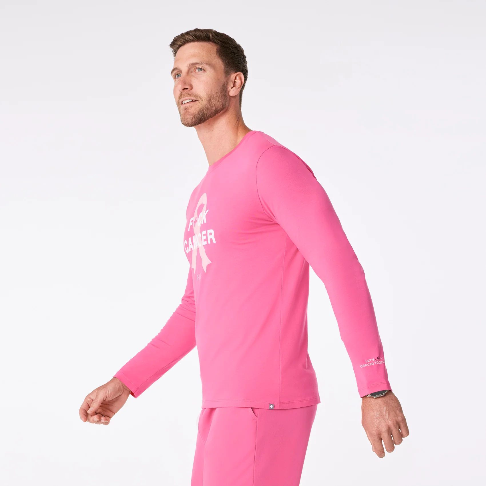 men's F'ing Pink BCA Ribbon Supersoft - Longsleeve Underscrub - Image 4