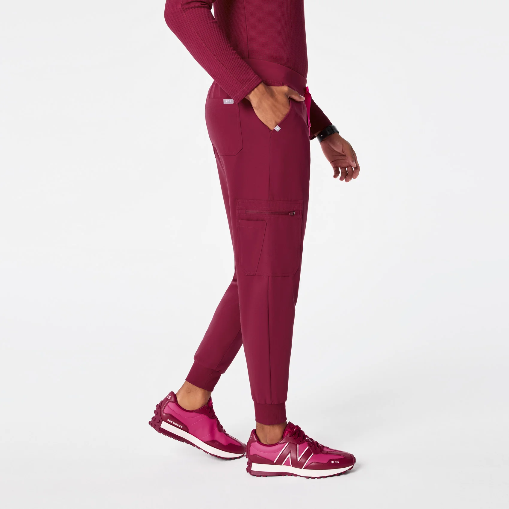 men's Deep Cranberry Brey Jogger - Scrub Pant - Image 3