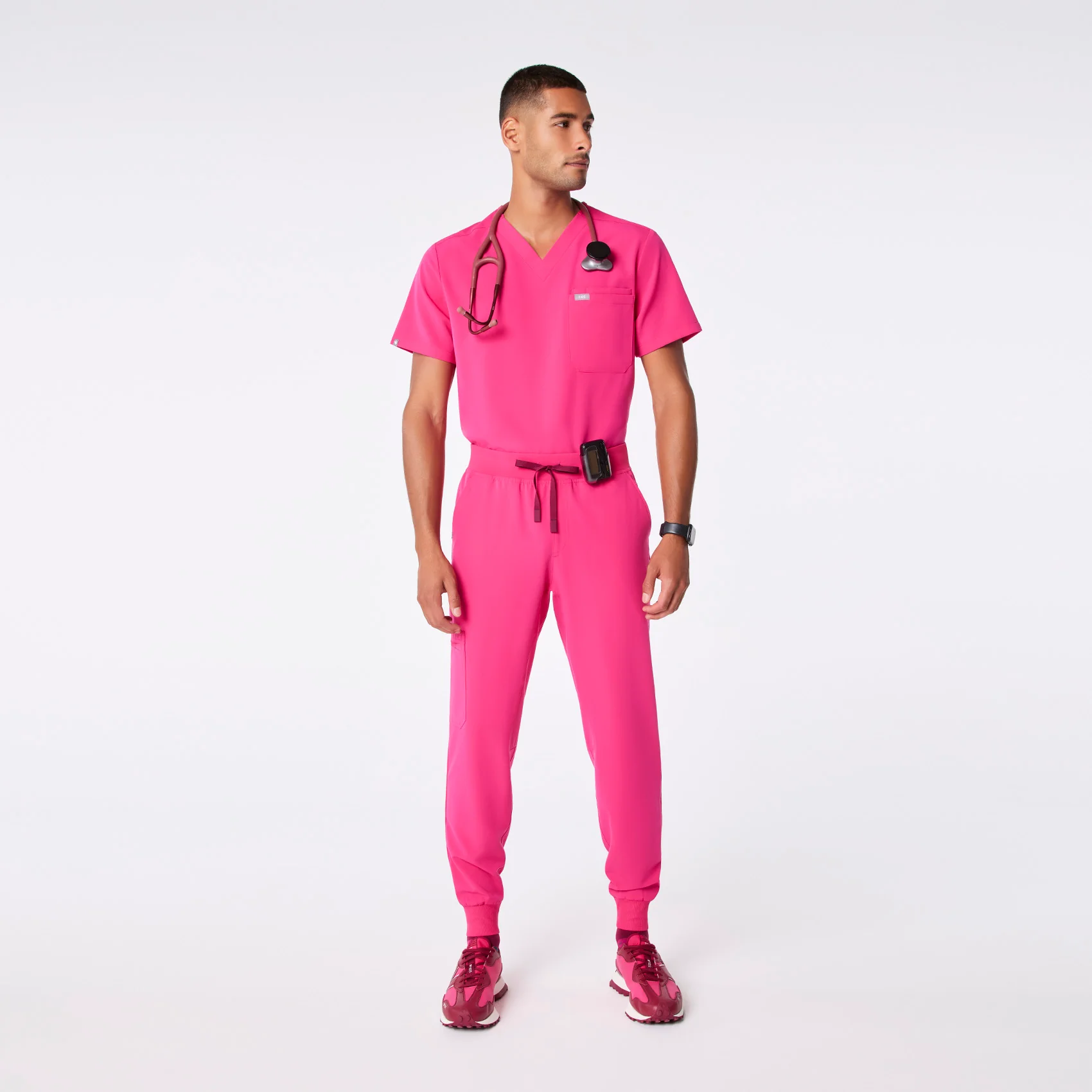 men's Shocking Pink Brey Jogger - Scrub Pant - Image 2