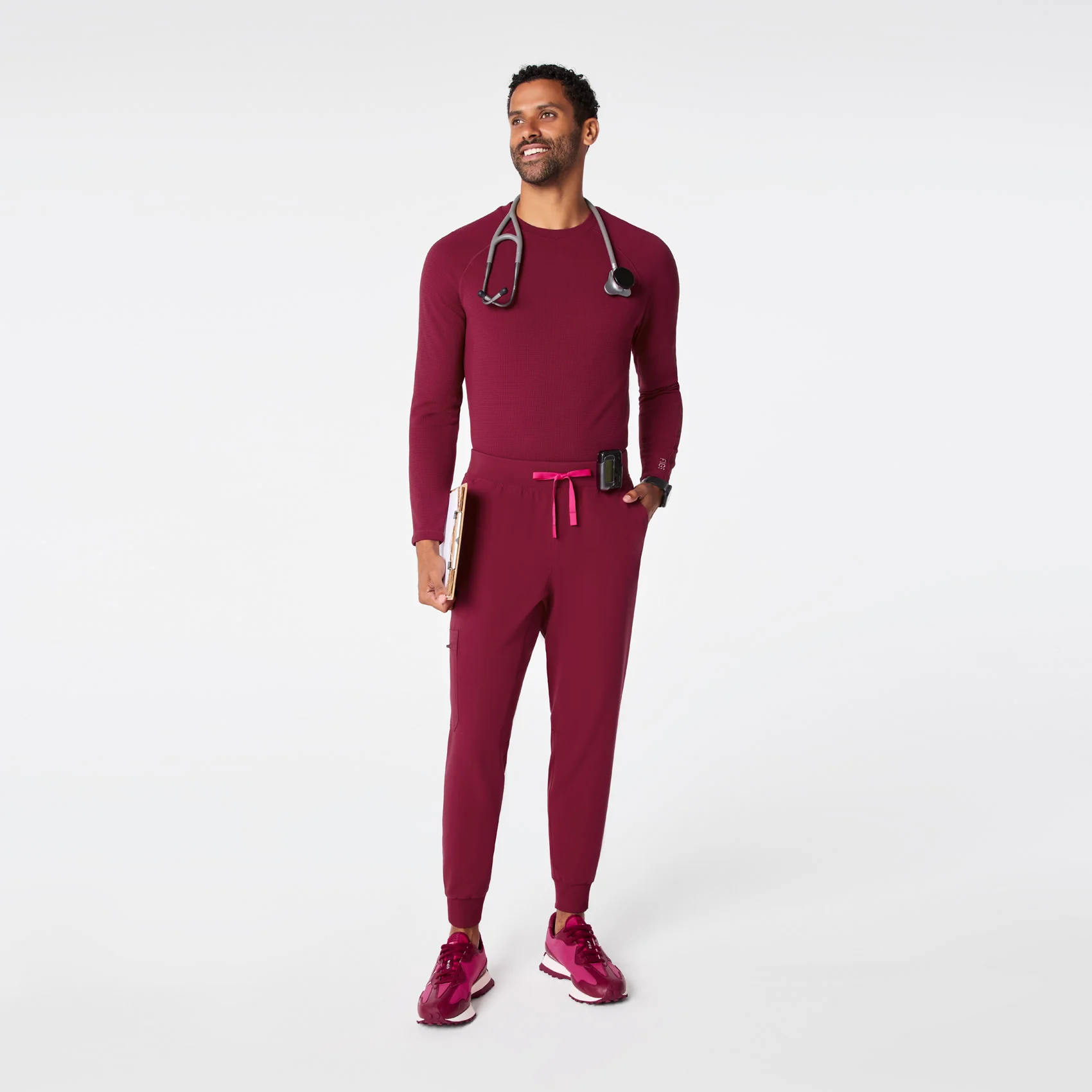 men's Deep Cranberry Brey Short Jogger - Scrub Pant - Image 2