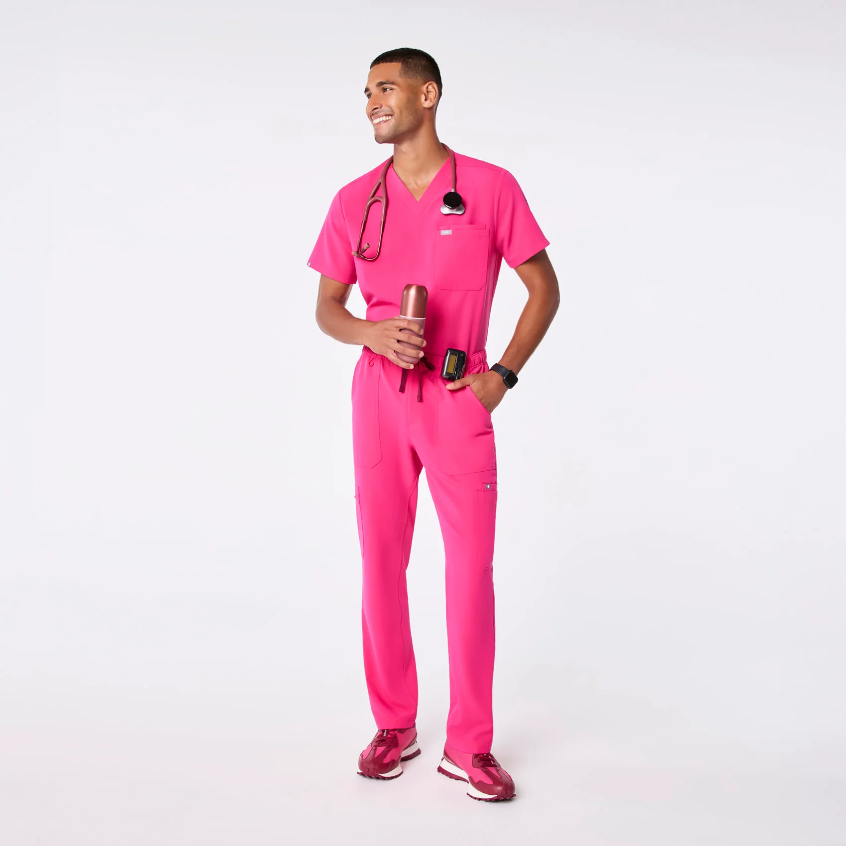 men's Shocking Pink Cairo - Short Cargo Scrub Pant™ - Image 2
