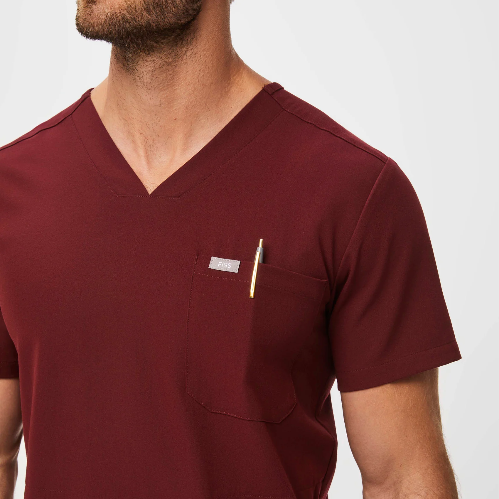 Men's Burgundy Chisec™ - Three-Pocket Scrub Top - Image 6