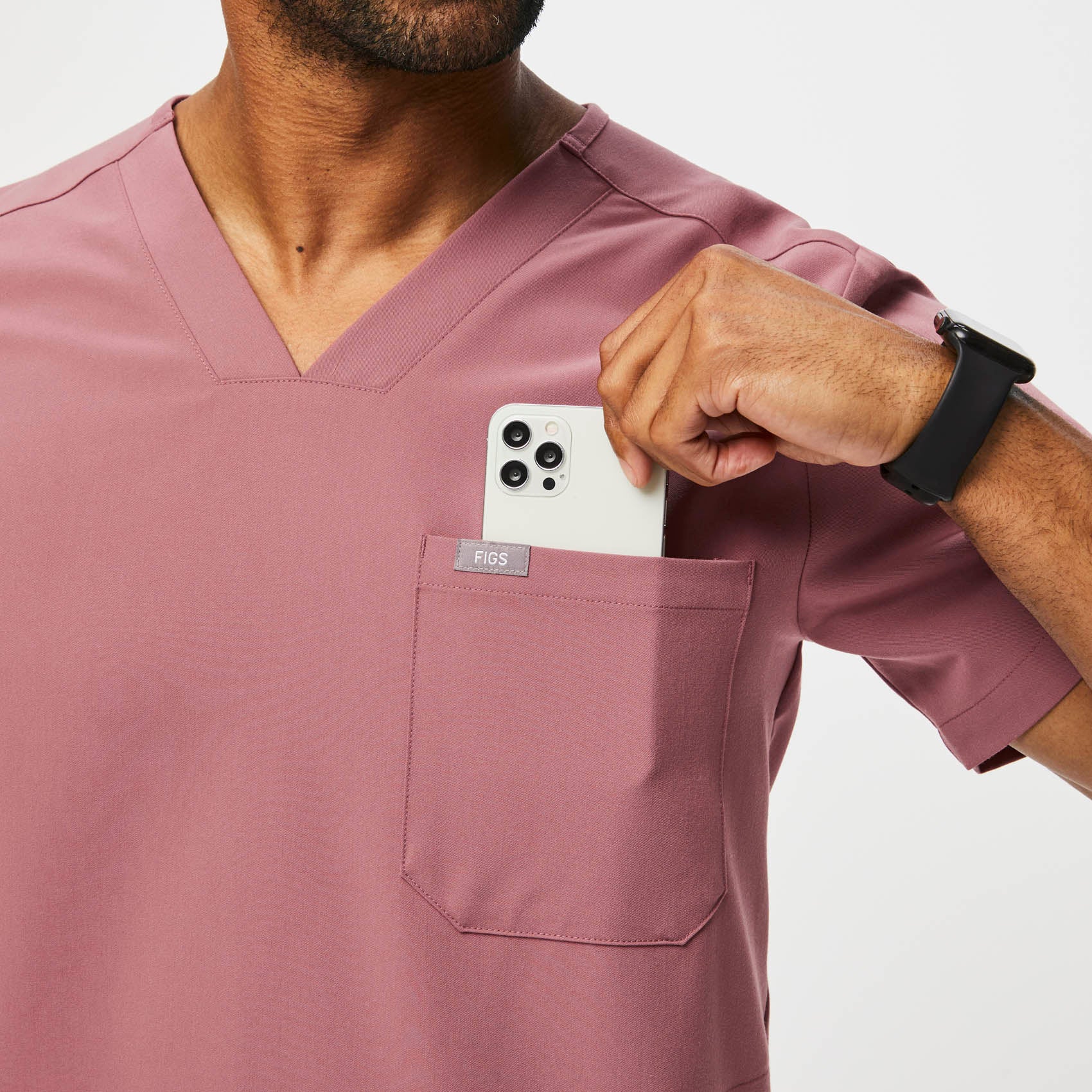 men's Mauve Chisec™ - Three-Pocket Scrub Top - Image 6