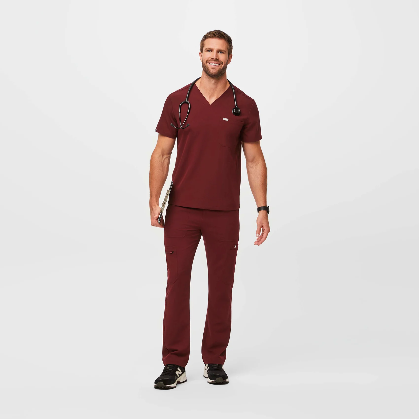 Men's Burgundy Chisec™ - Three-Pocket Scrub Top (3XL - 6XL) - Image 2