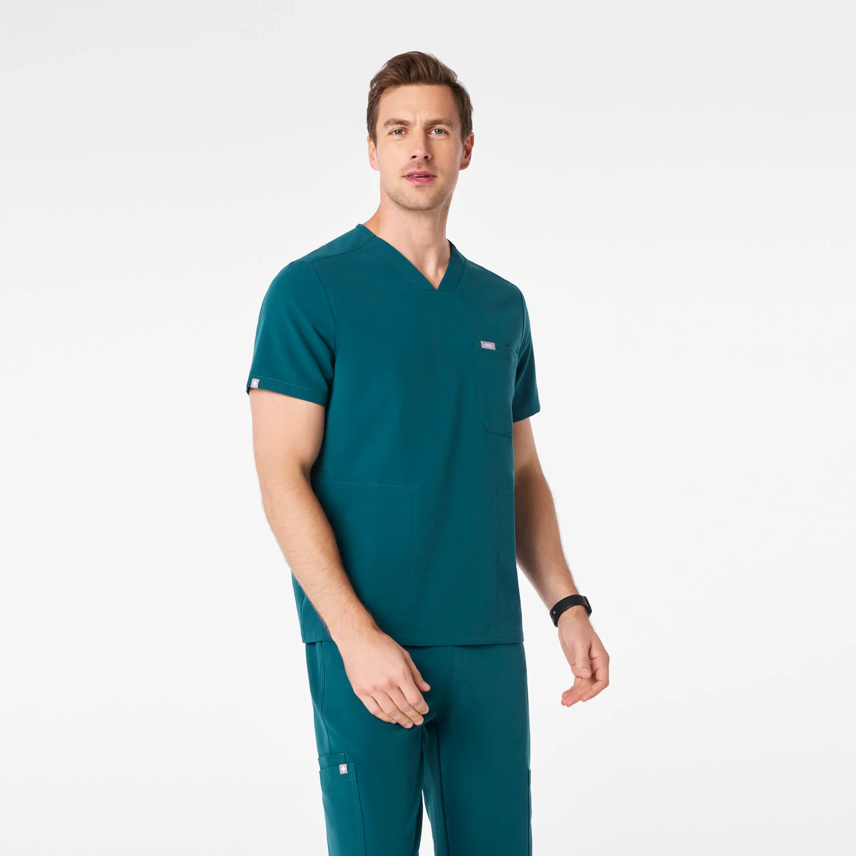 men's Caribbean Blue Chisec - Three-Pocket Scrub Topā¢