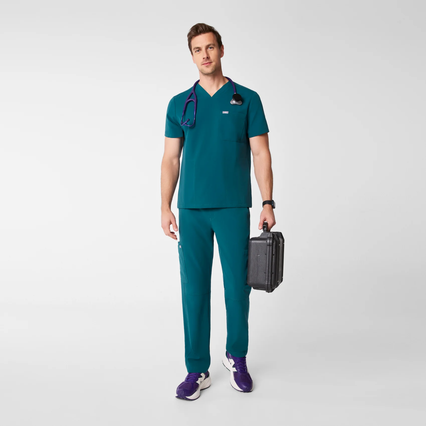 men's Caribbean Blue Chisec - Three-Pocket Scrub Top⢠- Image 2