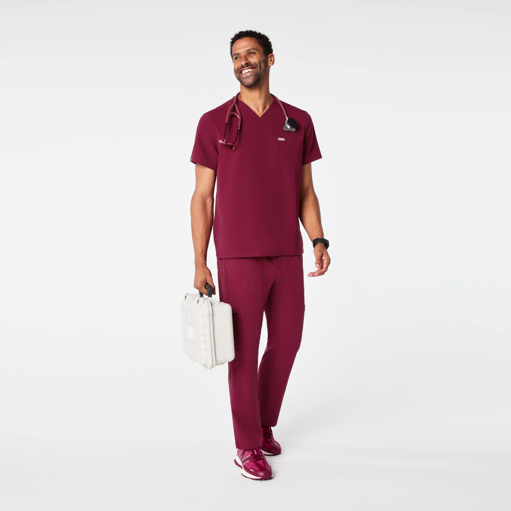 men's Deep Cranberry Chisec - Three-Pocket Scrub Top™ - Image 2