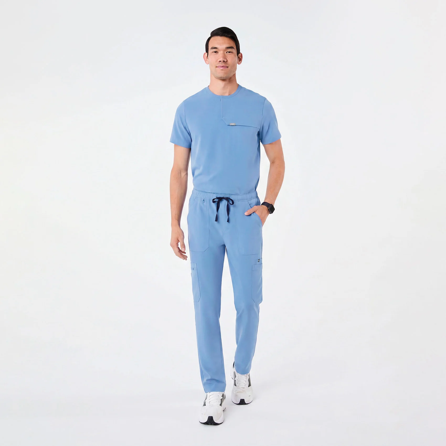 men's Ceil Blue Corfield - Henley Scrub Top - Image 2