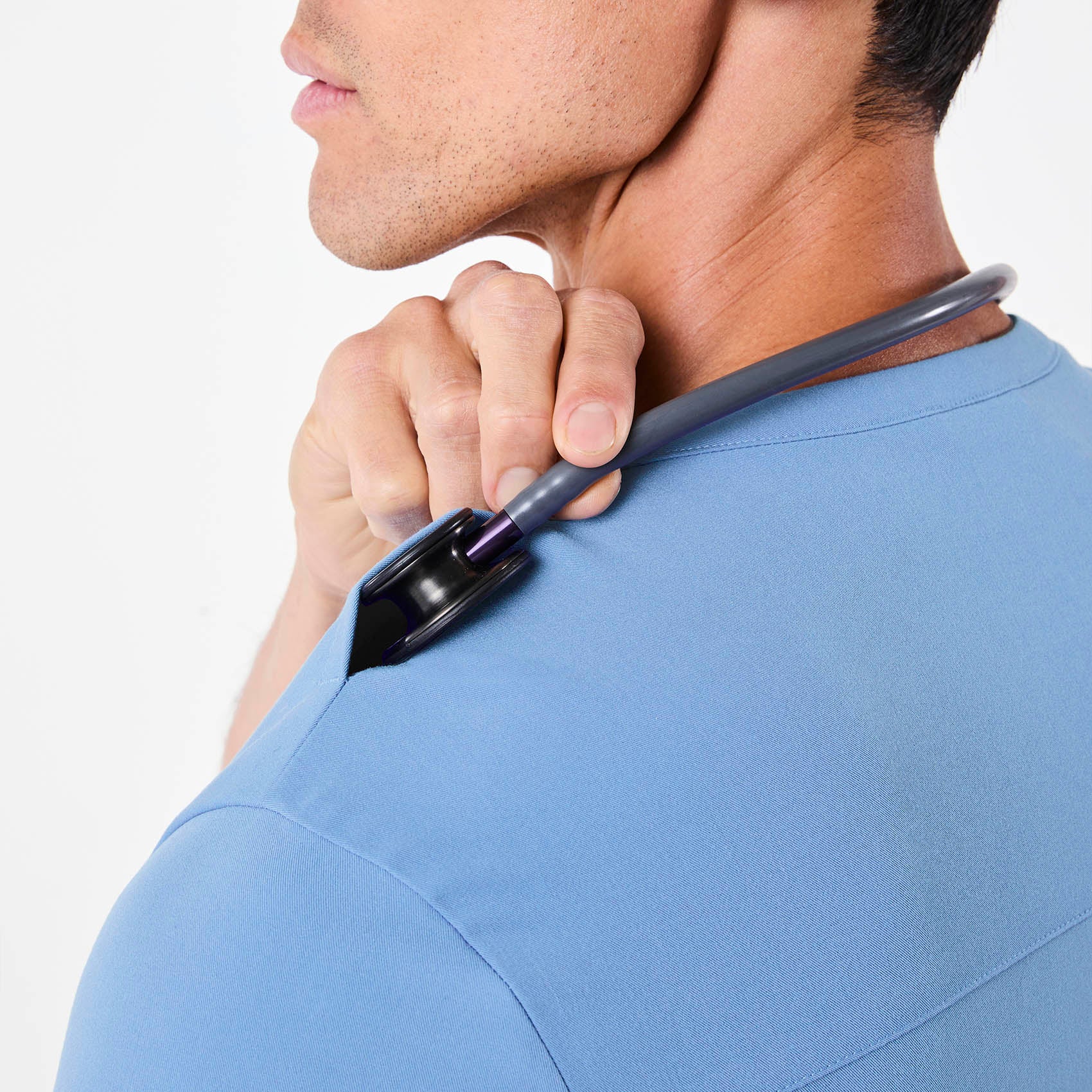 men's Ceil Blue Corfield - Henley Scrub Top - Image 5