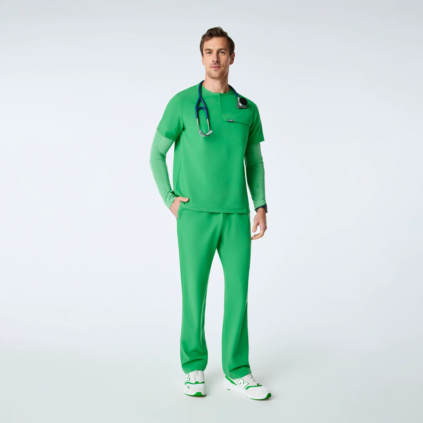 men's Emerald Corfield - Henley Scrub Top - Image 2