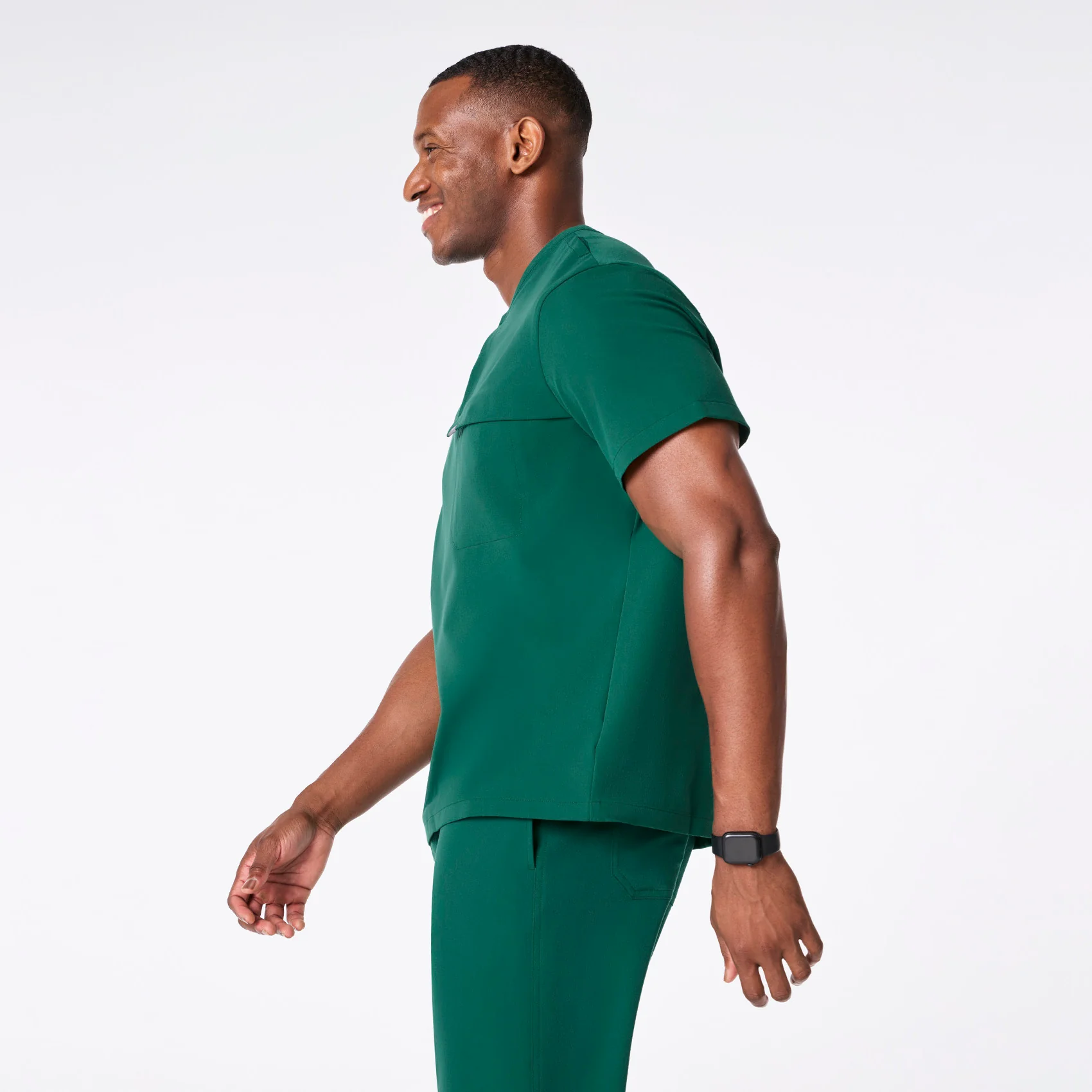 men's Hunter Green Corfield - Henley Scrub Top - Image 3