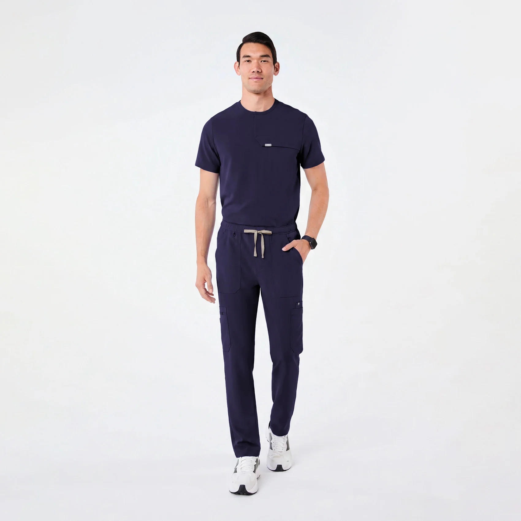 men's Navy Corfield - Henley Scrub Top - Image 2
