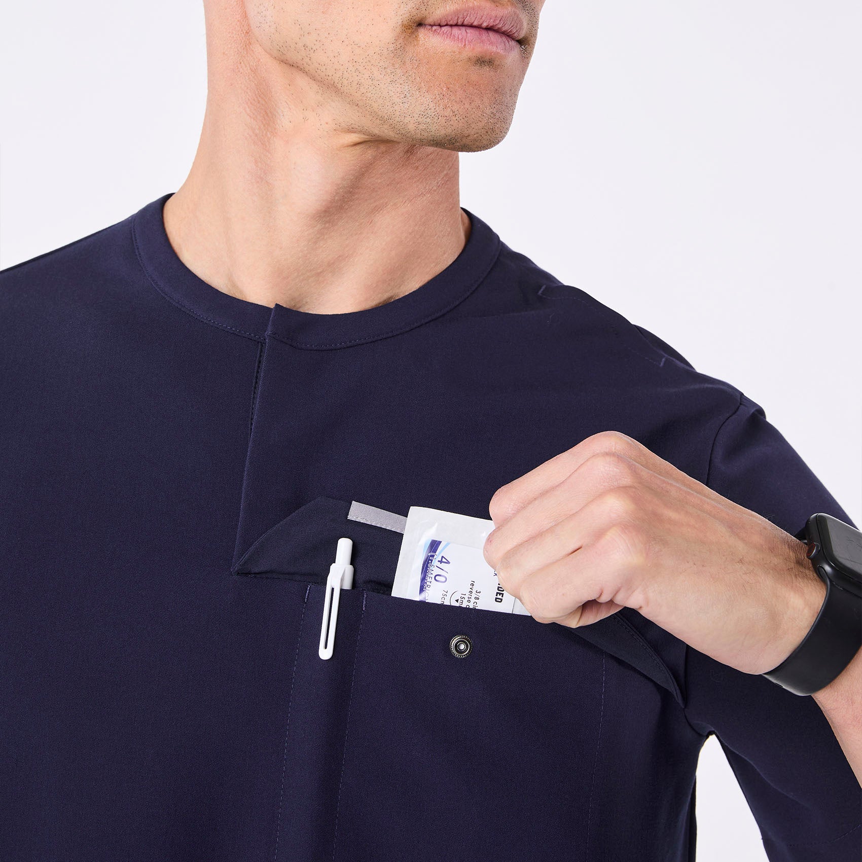 men's Navy Corfield - Henley Scrub Top - Image 7