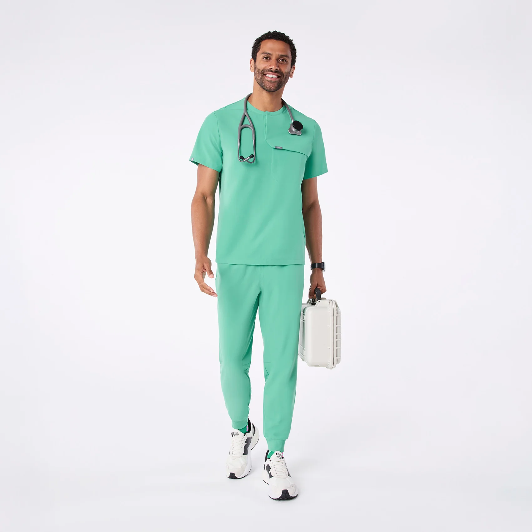 men's Surgical Green Corfield - Henley Scrub Top - Image 2