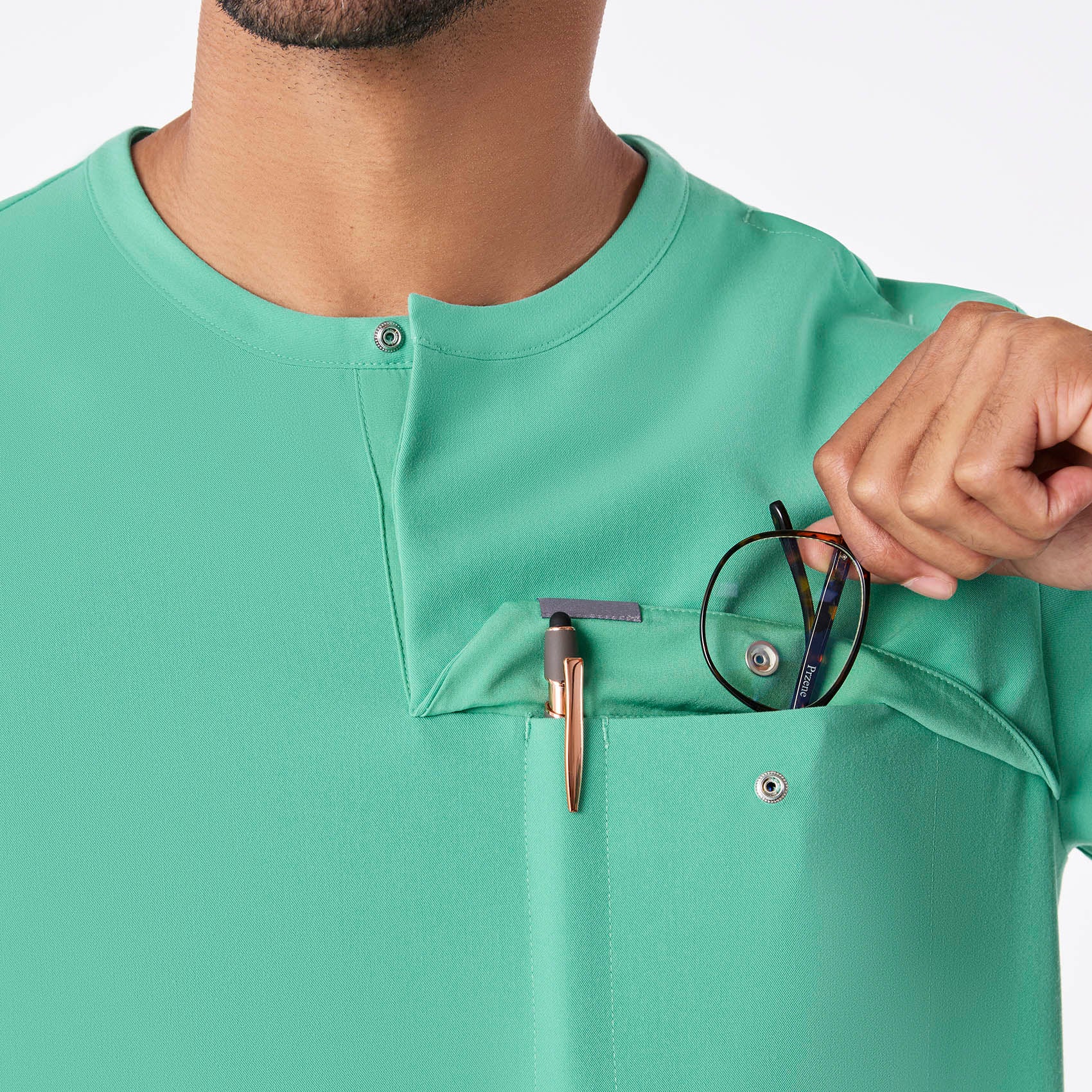 men's Surgical Green Corfield - Henley Scrub Top - Image 7