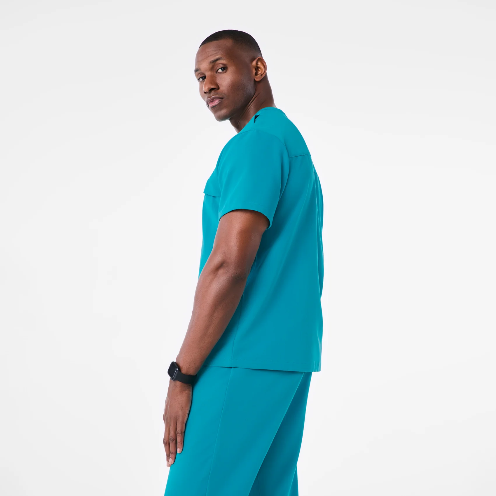 men's Teal Corfield - Henley Scrub Top - Image 3