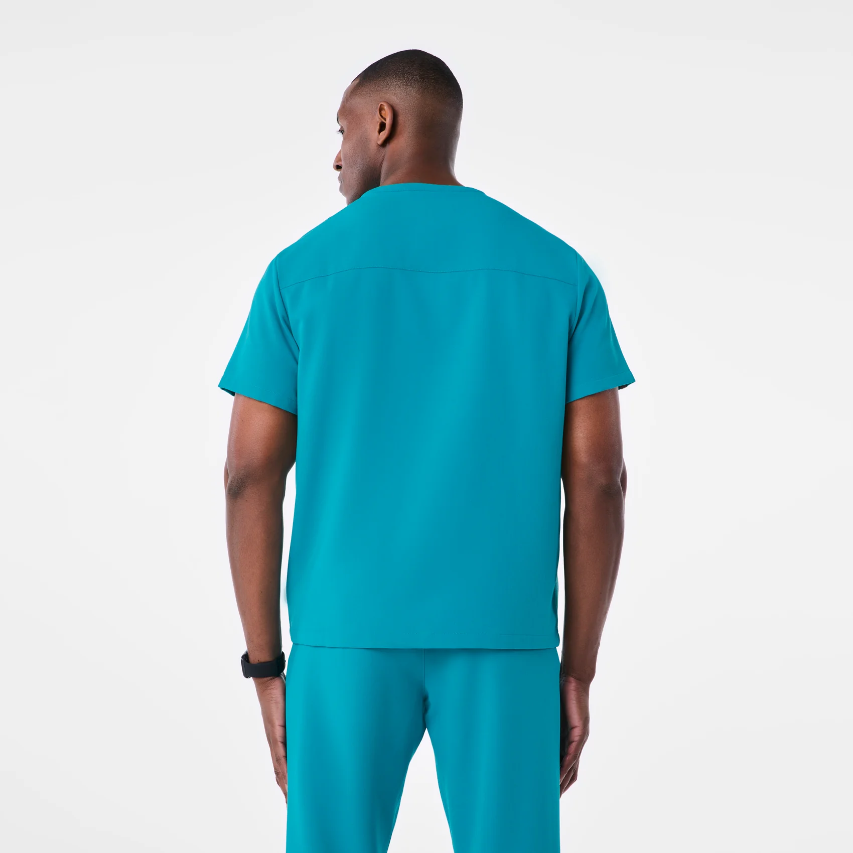 men's Teal Corfield - Henley Scrub Top - Image 4