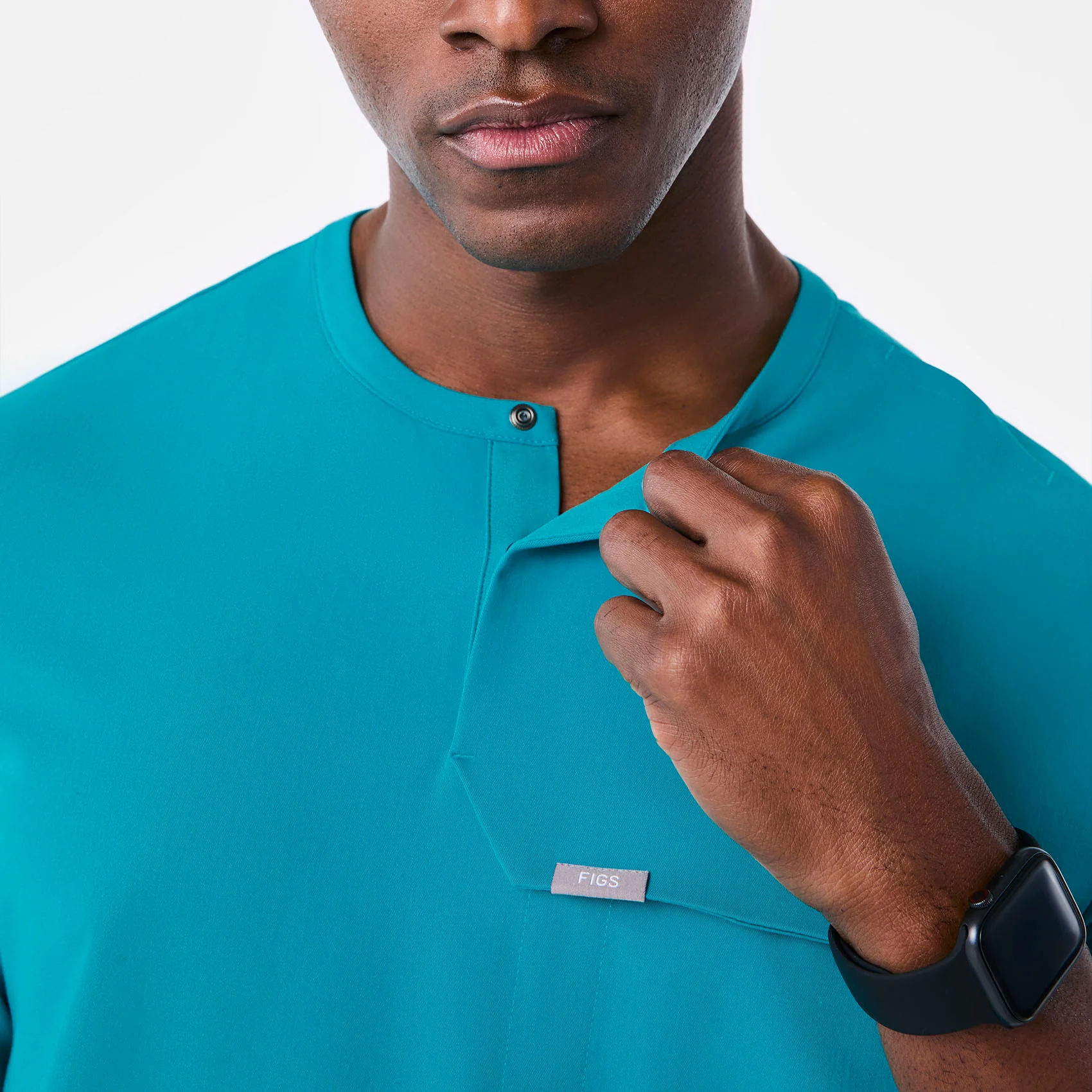 men's Teal Corfield - Henley Scrub Top - Image 5