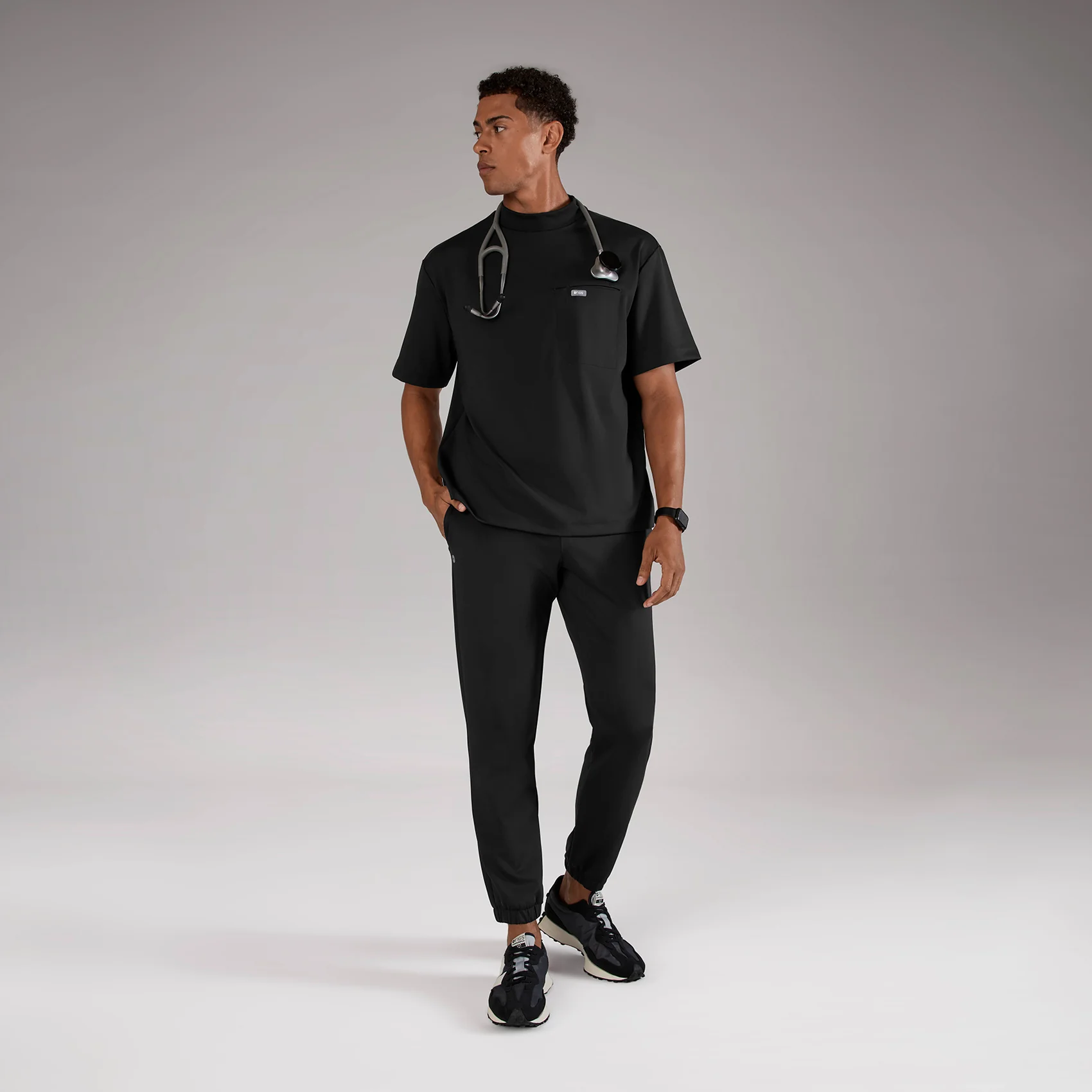 men's Black Dawson FORMx Relaxed Mock Neck - Scrub Top™ - Image 2