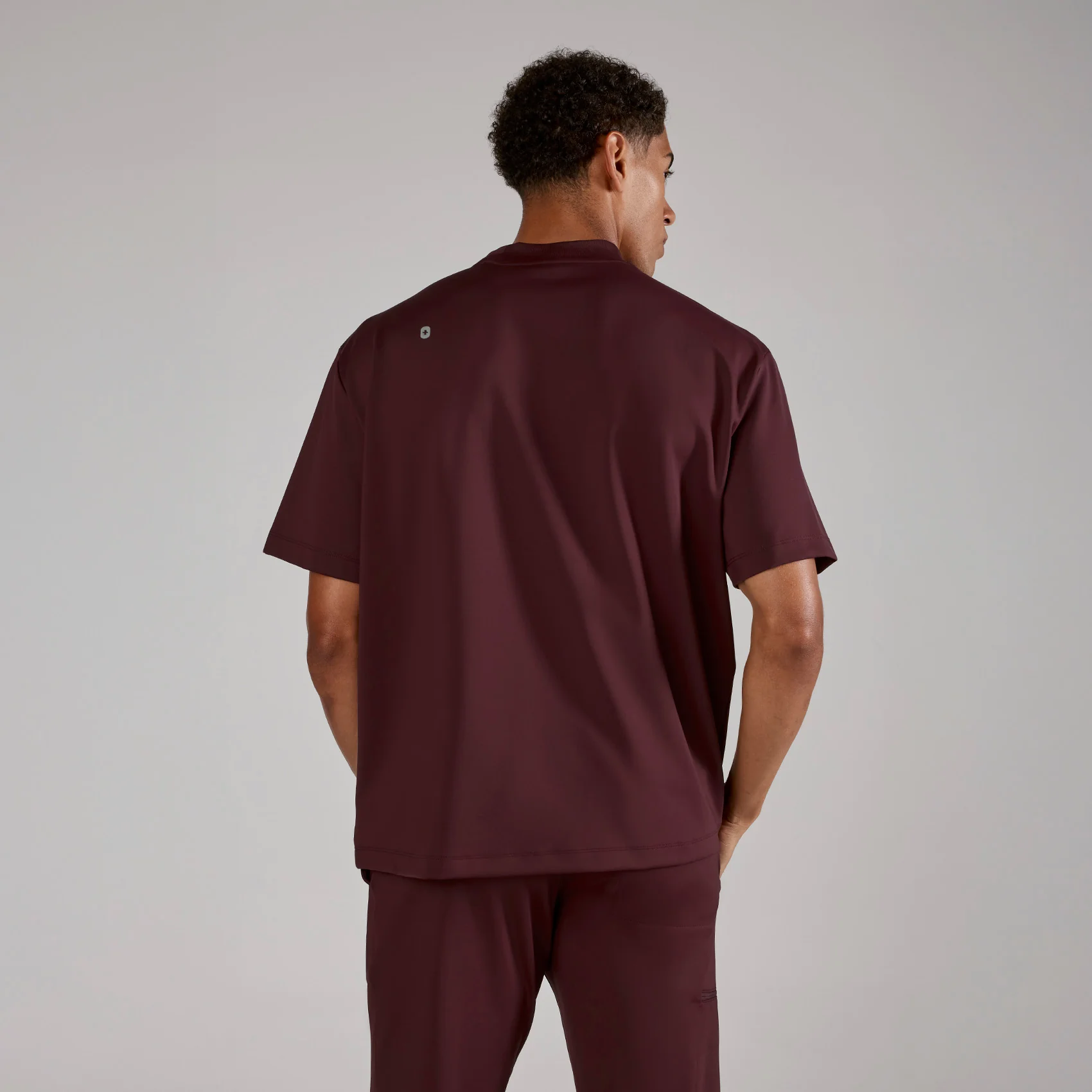 men's Dawson Burgundy FORMx Relaxed Mock Neck - Scrub Top™ - Image 4