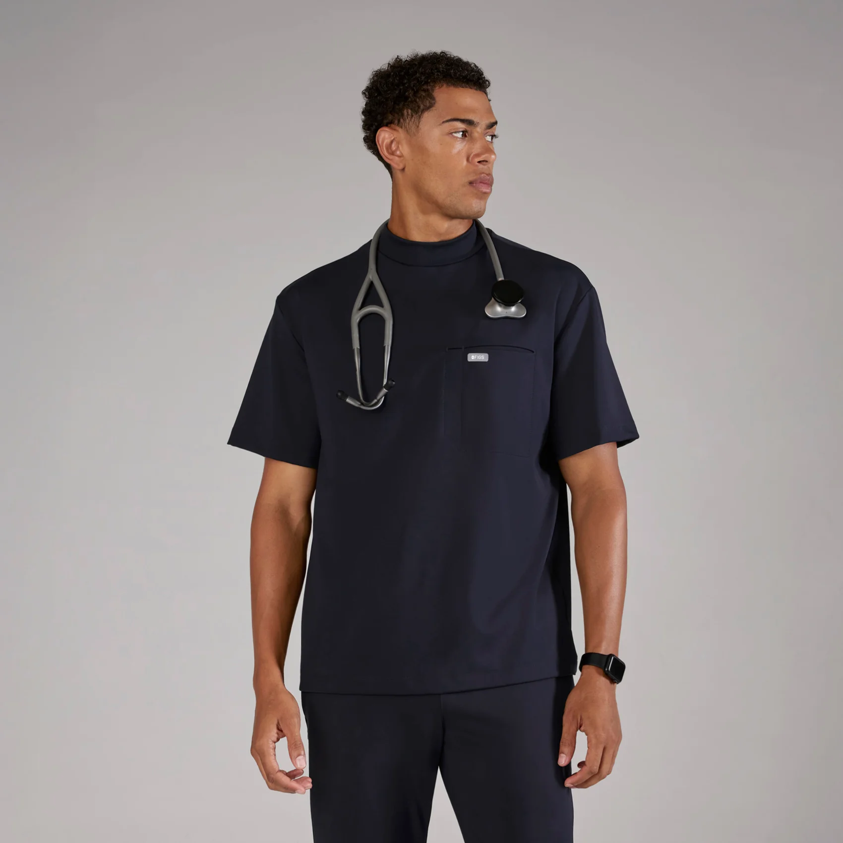 men's Navy Dawson FORMx Relaxed Mock Neck - Scrub Top™