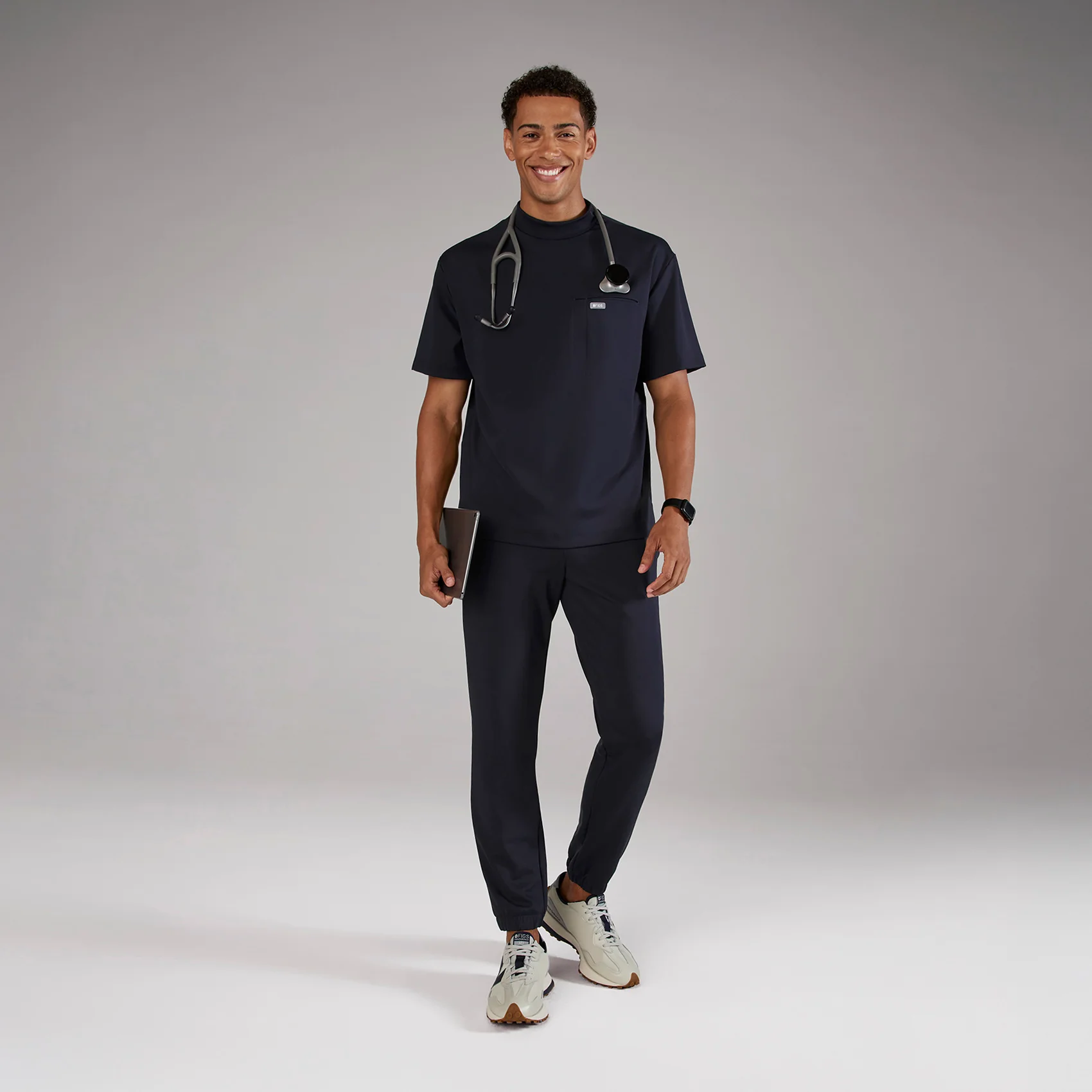 men's Navy Dawson FORMx Relaxed Mock Neck - Scrub Top™ - Image 2