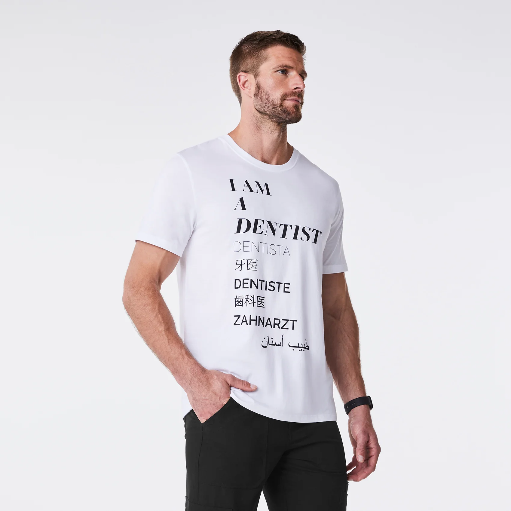 men's White Dentist Supersoft - Shortsleeve Underscrub - Image 3