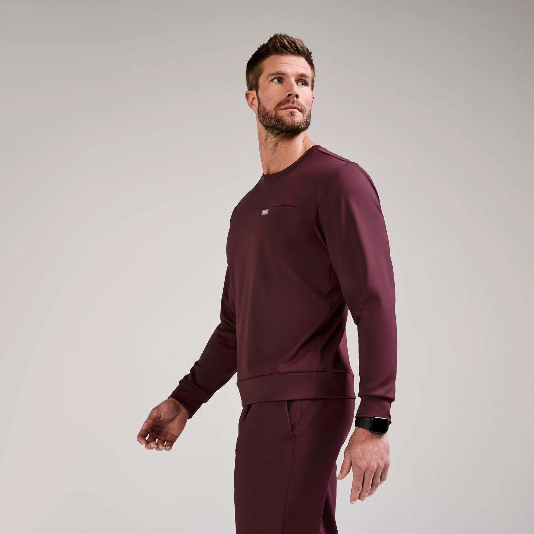 men's Burgundy Destin FORMx - Crewneck Scrub Top⢠- Image 3