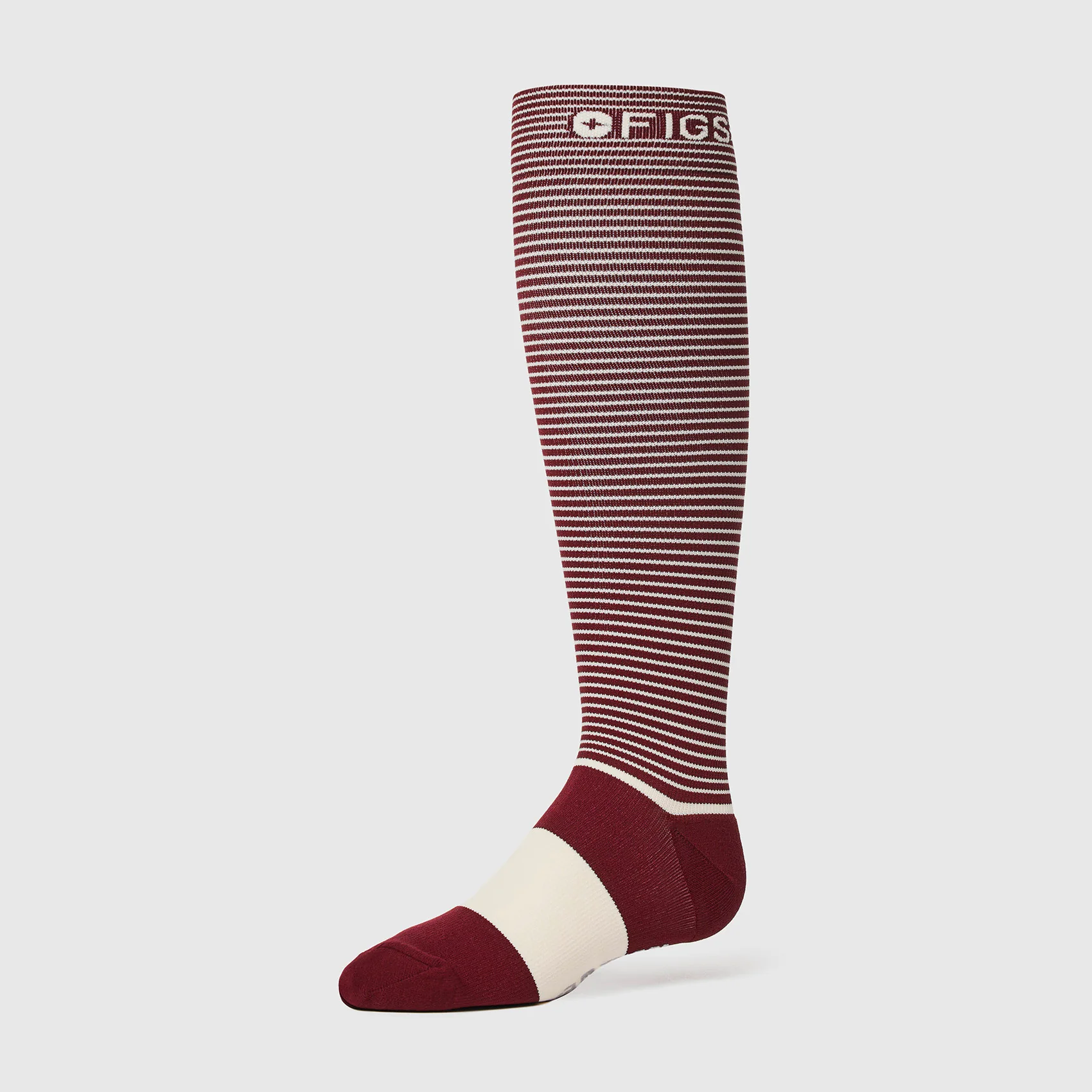 Men's Burgundy Double Stripe - Compression Socks