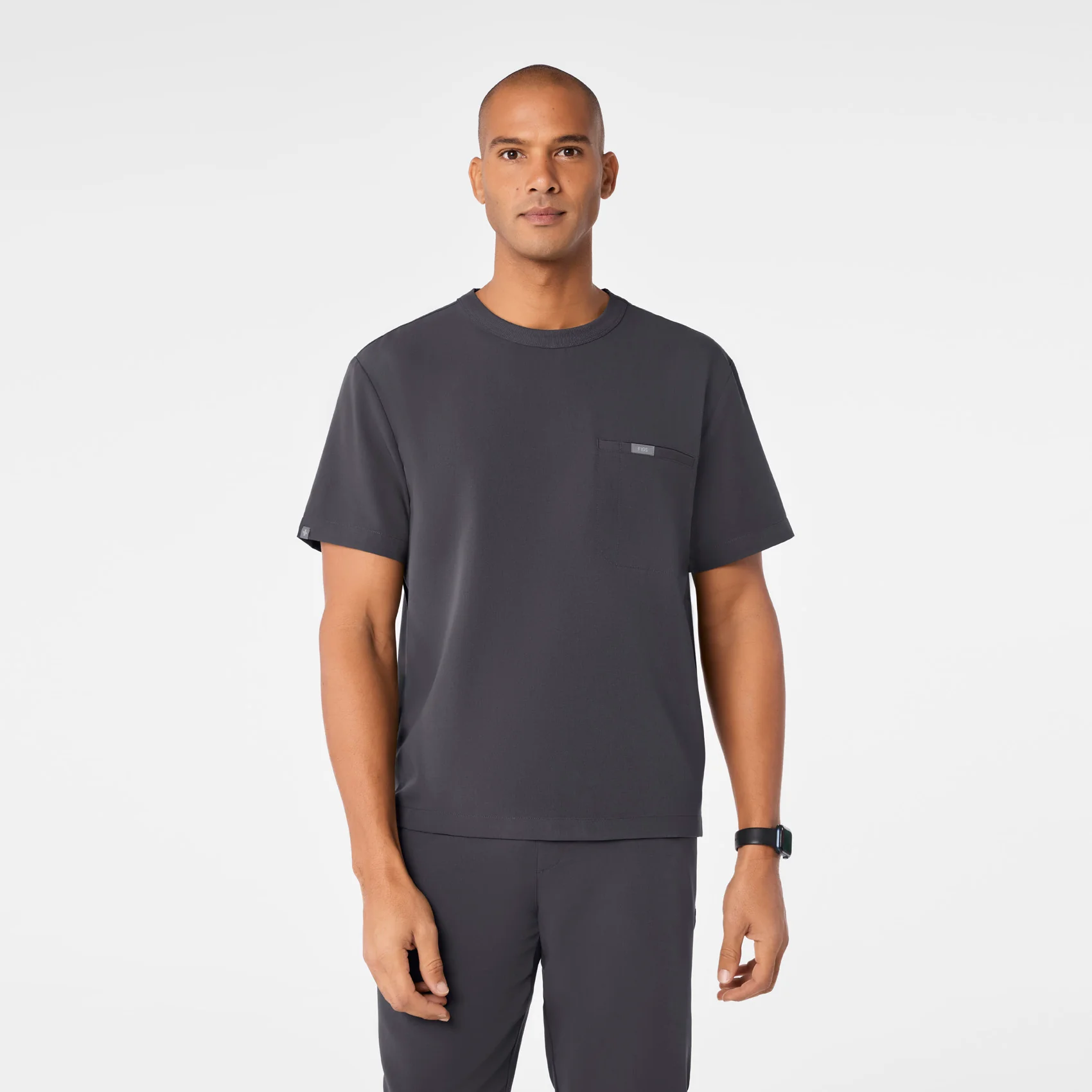 men's Charcoal Easton Relaxed - Crewneck Scrub Top