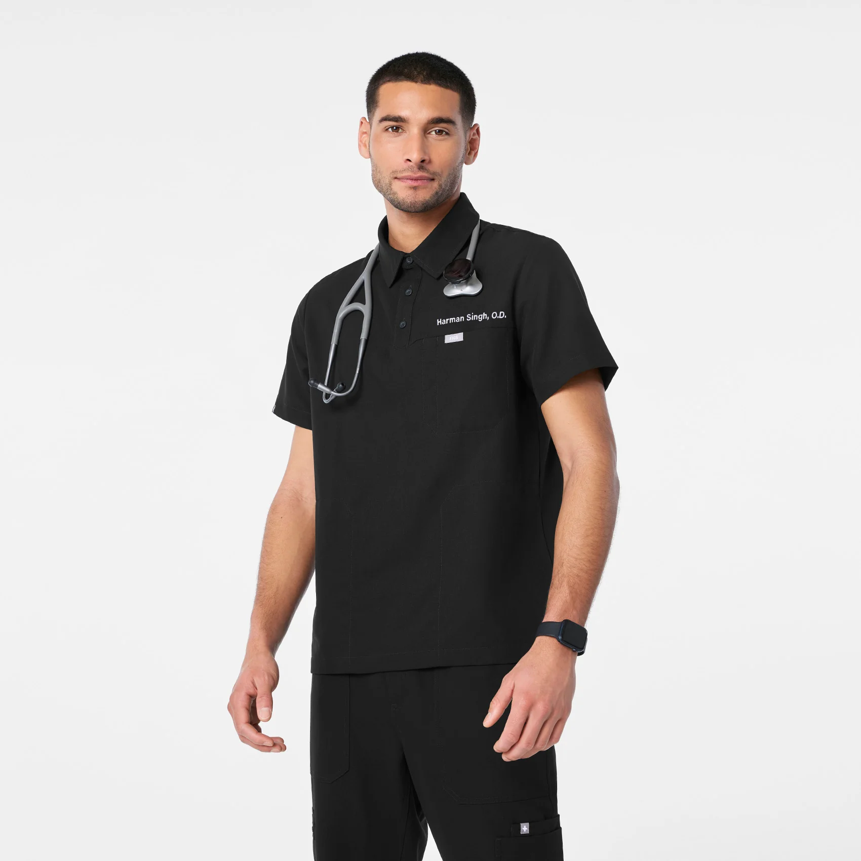 men's Black Eugene Polo - Scrub Top