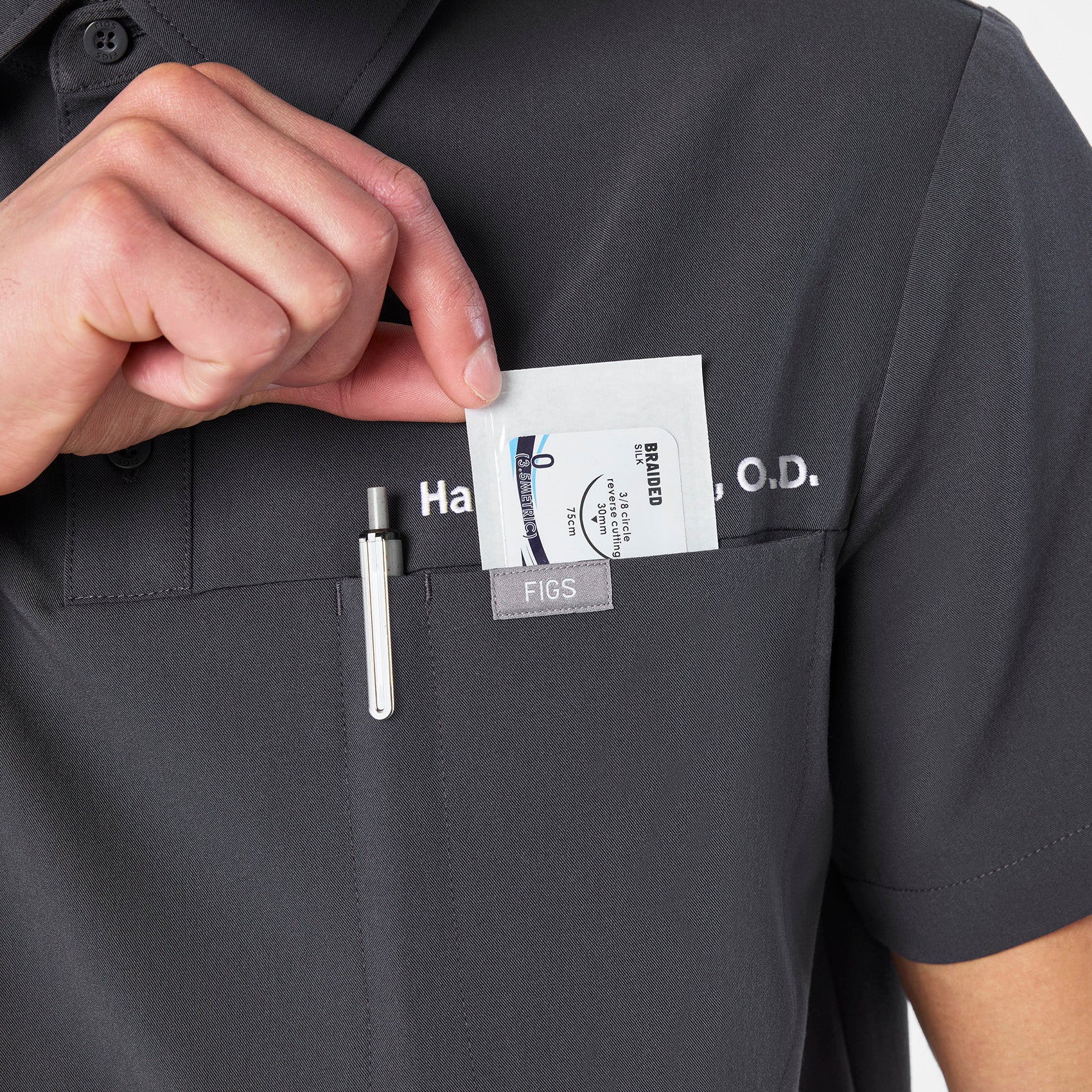 men's Charcoal Eugene Polo - Scrub Top - Image 6