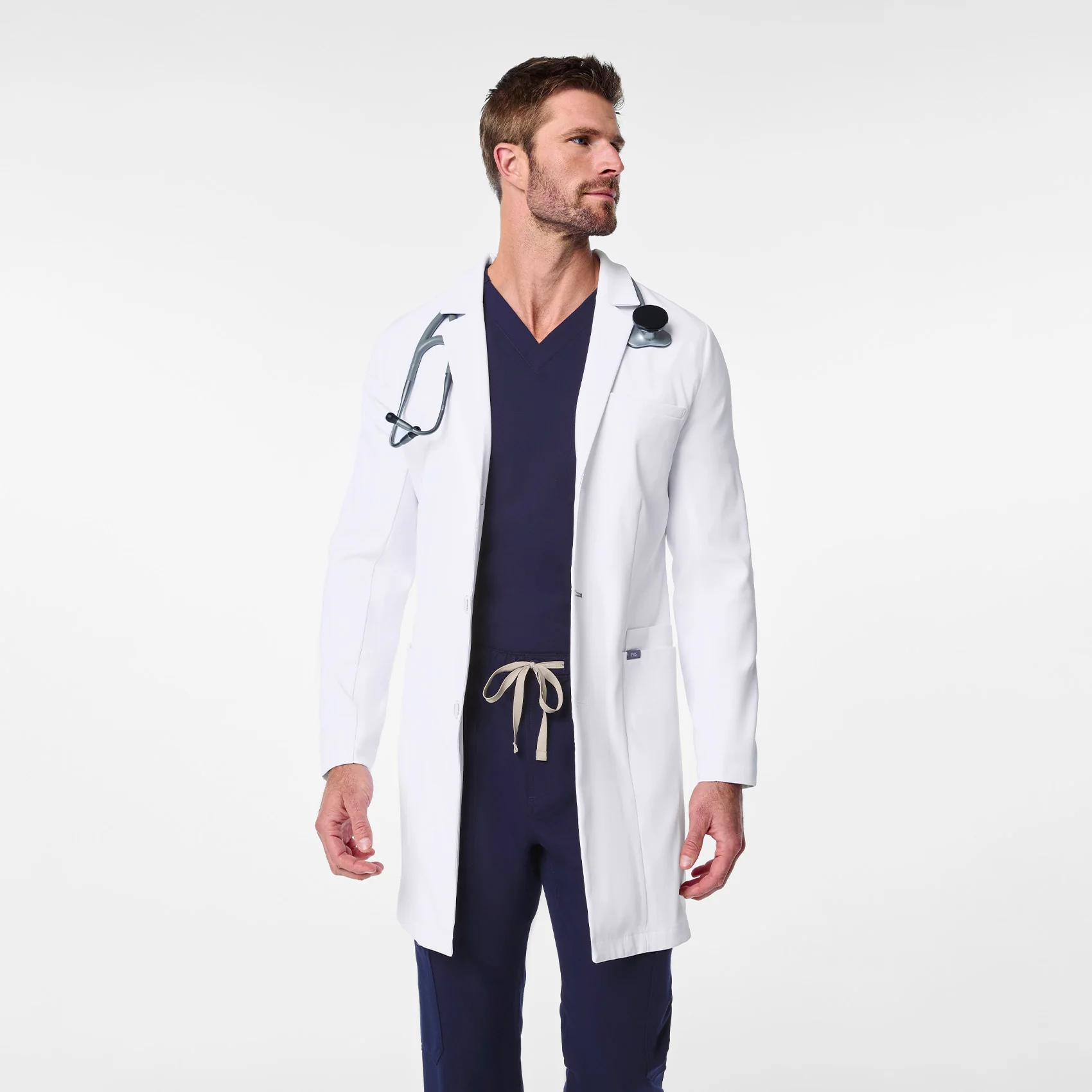 men's White Harlem - Slim Long Lab Coat