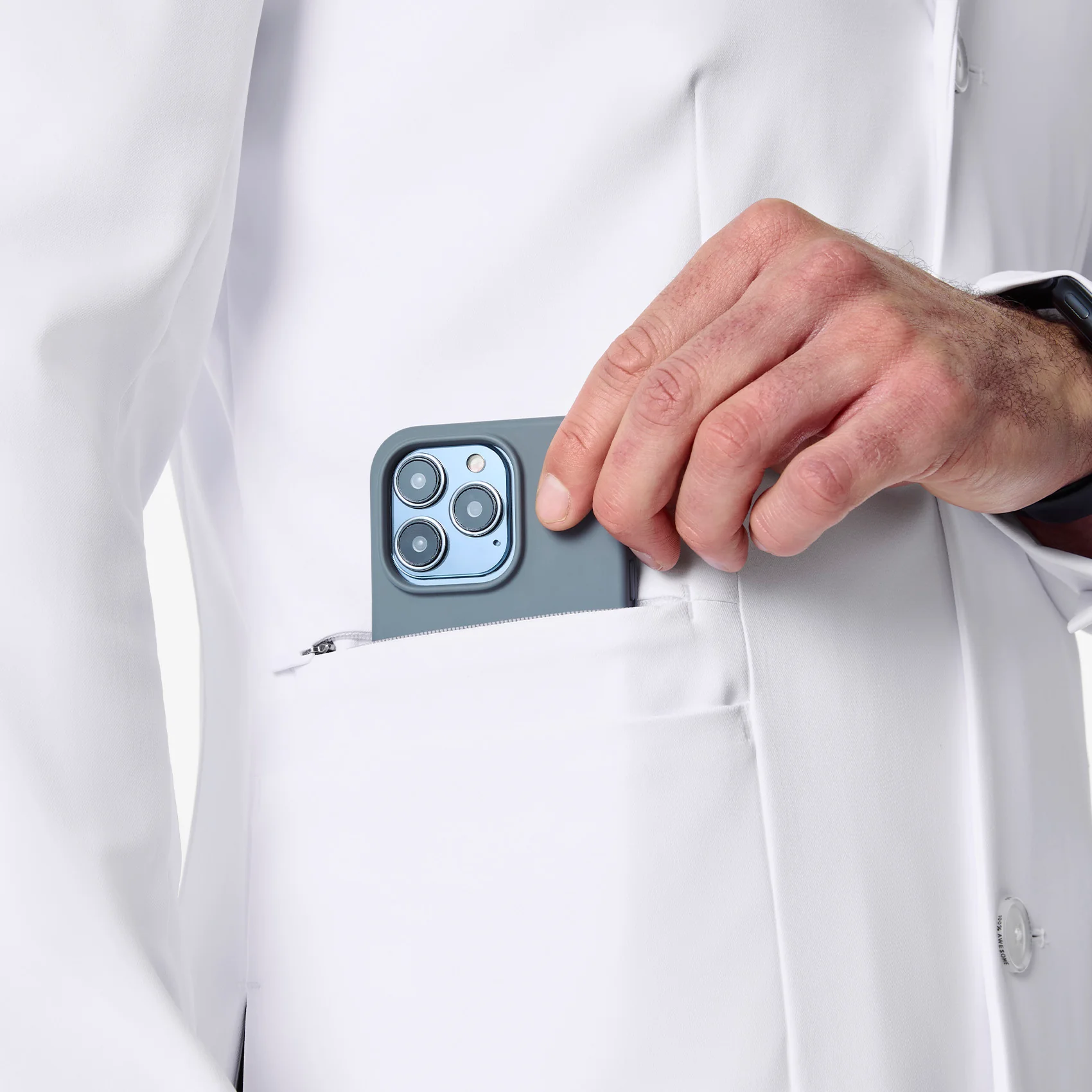 men's White Harlem - Slim Long Lab Coat - Image 12