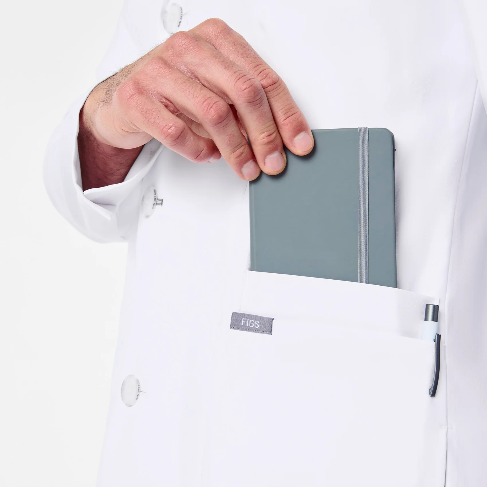 men's White Harlem - Slim Long Lab Coat - Image 13
