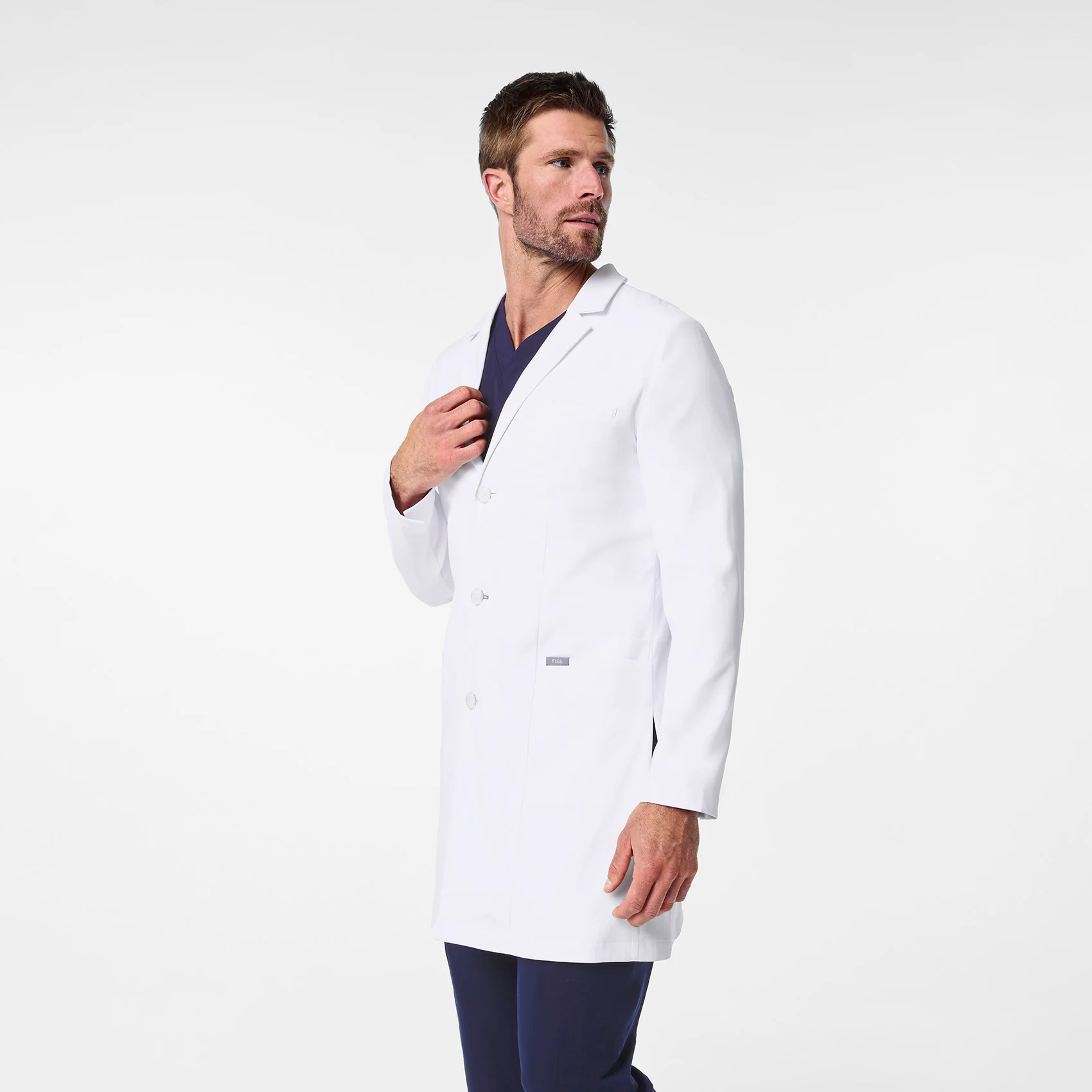 men's White Harlem - Slim Long Lab Coat - Image 3