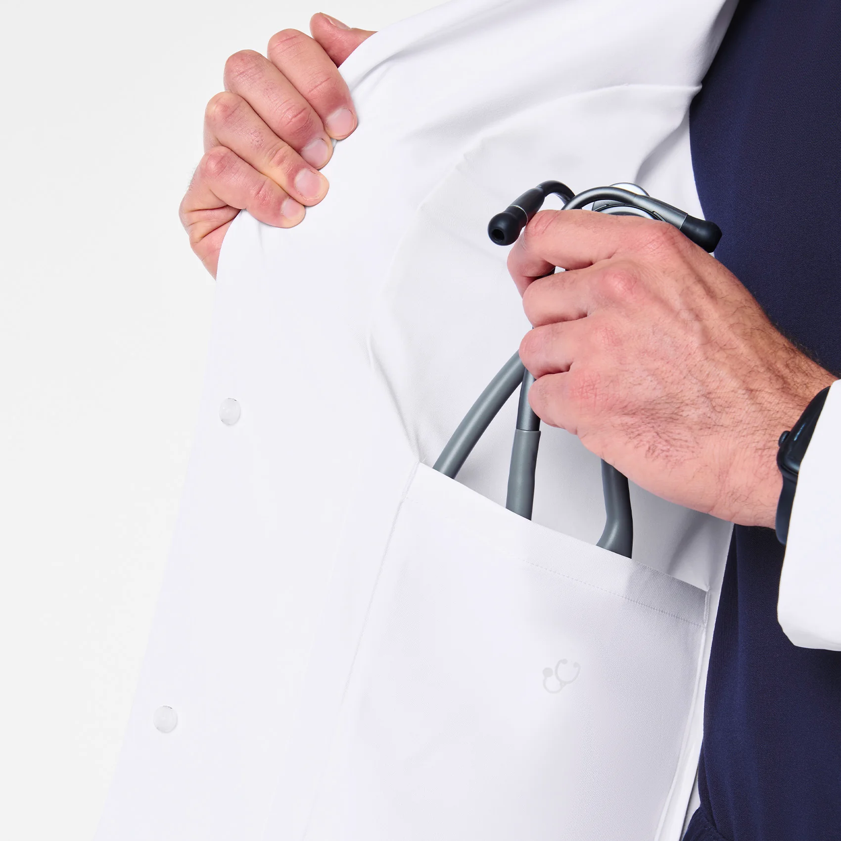 men's White Harlem - Slim Long Lab Coat - Image 9