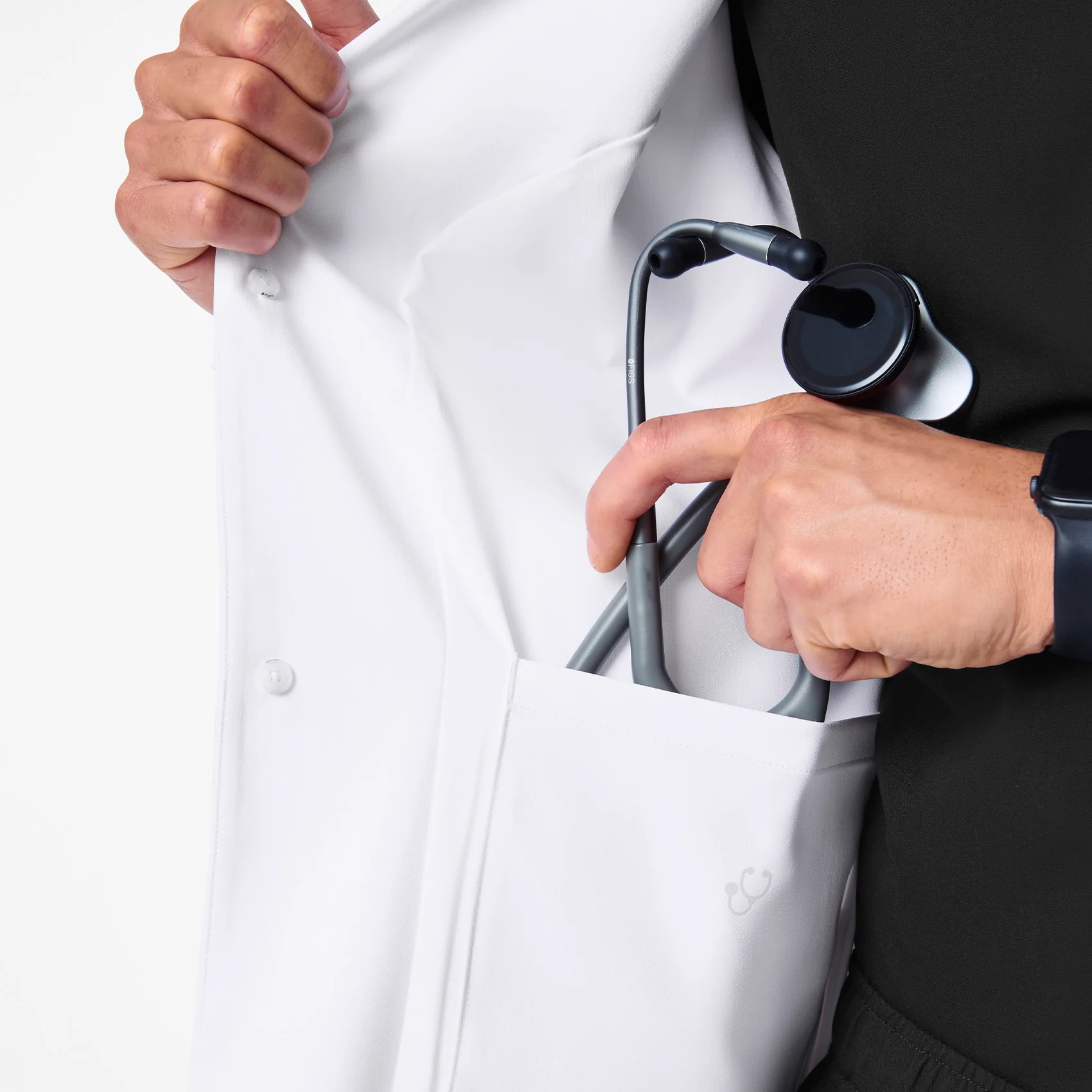 men's White Harlem - Slim Short Lab Coat - Image 13