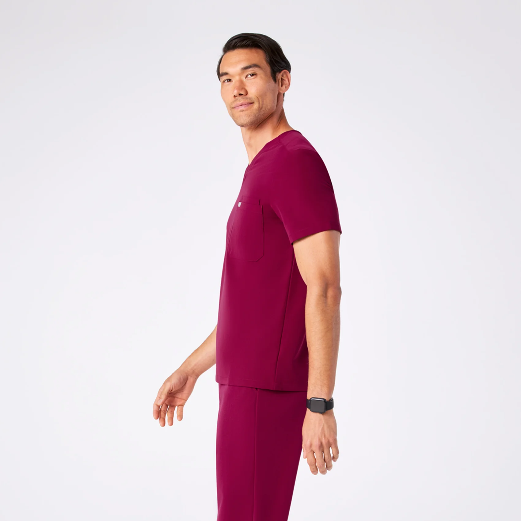 men's Dark Magenta Leon - Three-Pocket Scrub Top™ - Image 3