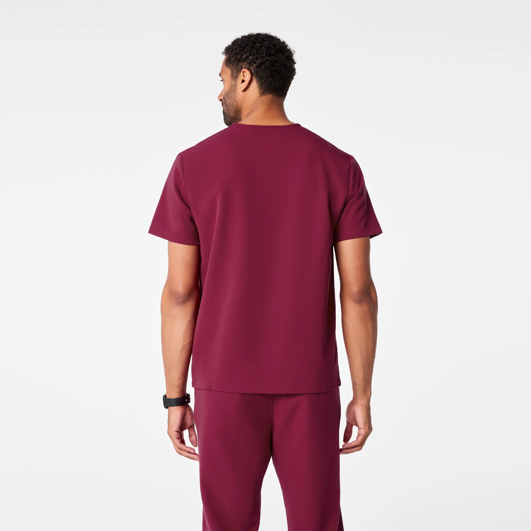 men's Deep Cranberry Leon - Three-Pocket Scrub Top⢠- Image 4