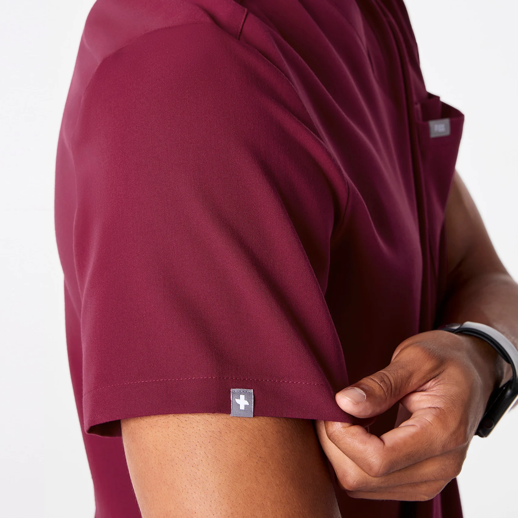 men's Deep Cranberry Leon - Three-Pocket Scrub Top⢠- Image 7