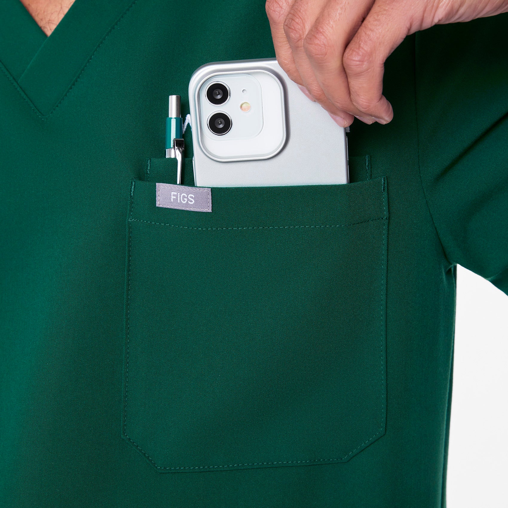 men's Forest Green Leon - Three-Pocket Scrub Top⢠- Image 6