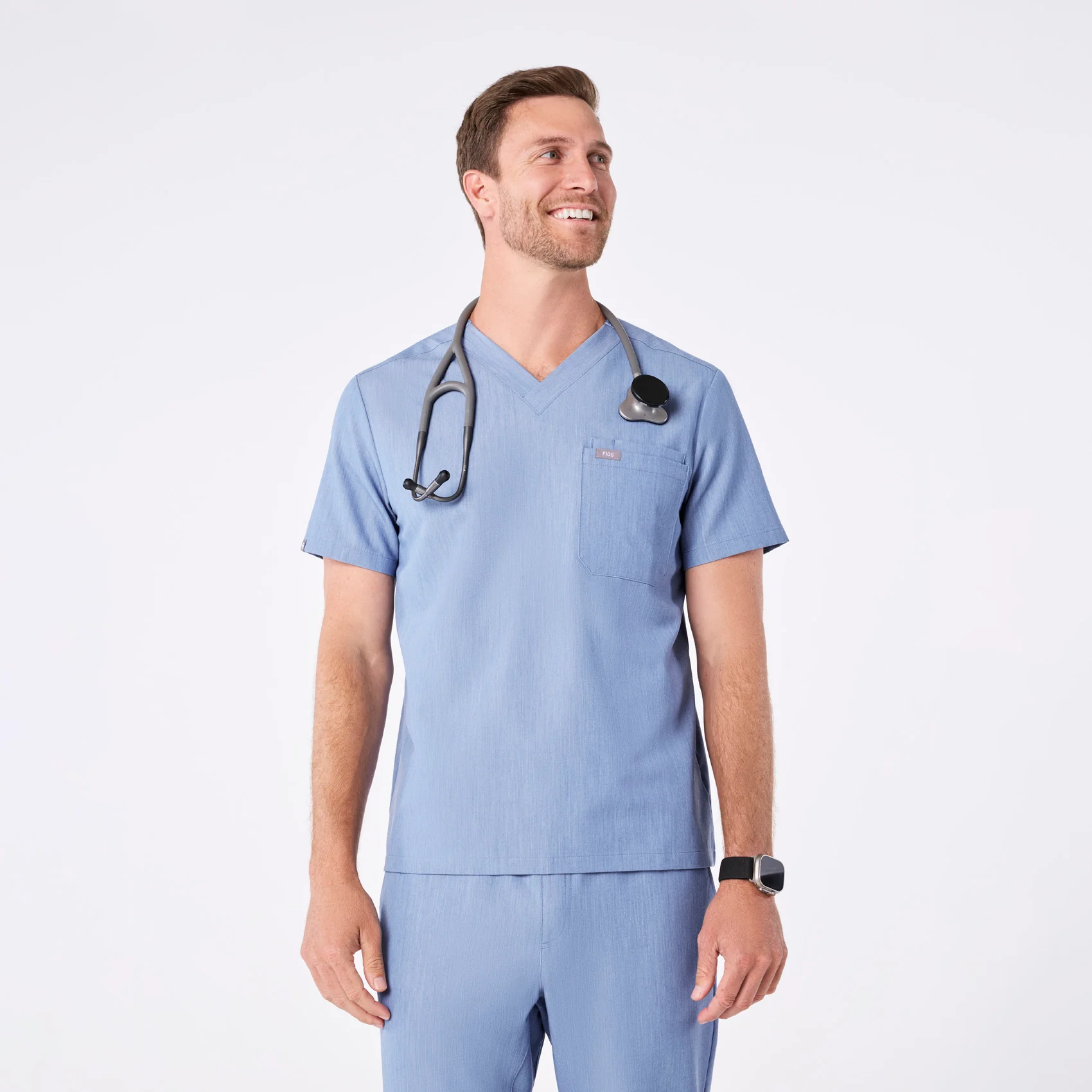 men's Heather Indigo Leon - Three-Pocket Scrub Topā¢
