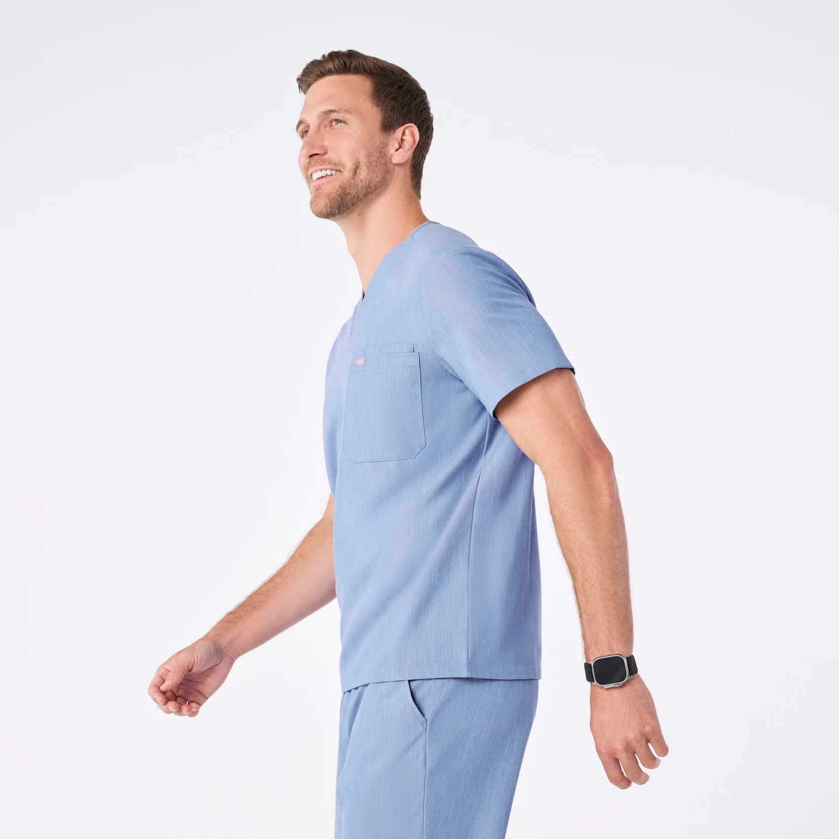 men's Heather Indigo Leon - Three-Pocket Scrub Top⢠- Image 3