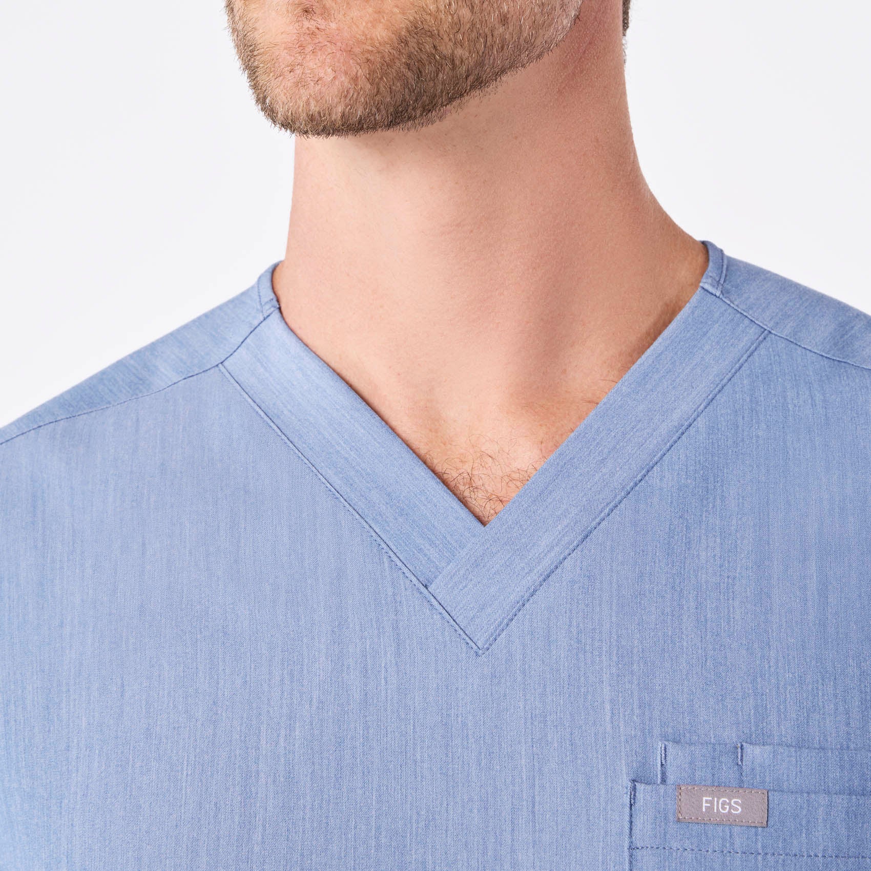 men's Heather Indigo Leon - Three-Pocket Scrub Top⢠- Image 5