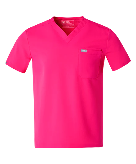men's Shocking Pink Leon - Three-Pocket Scrub Top™ - Image 8