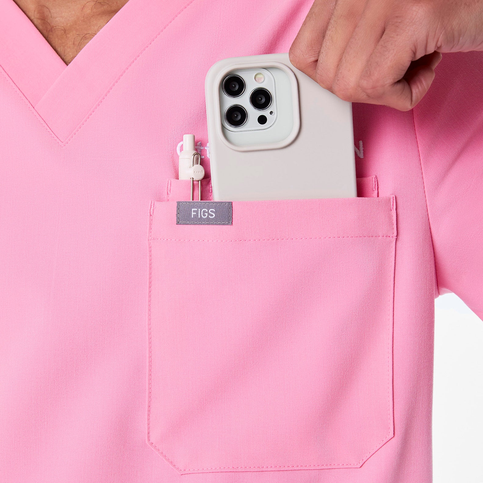 men's Sunrise Pink Leon - Three-Pocket Scrub Top™ - Image 6